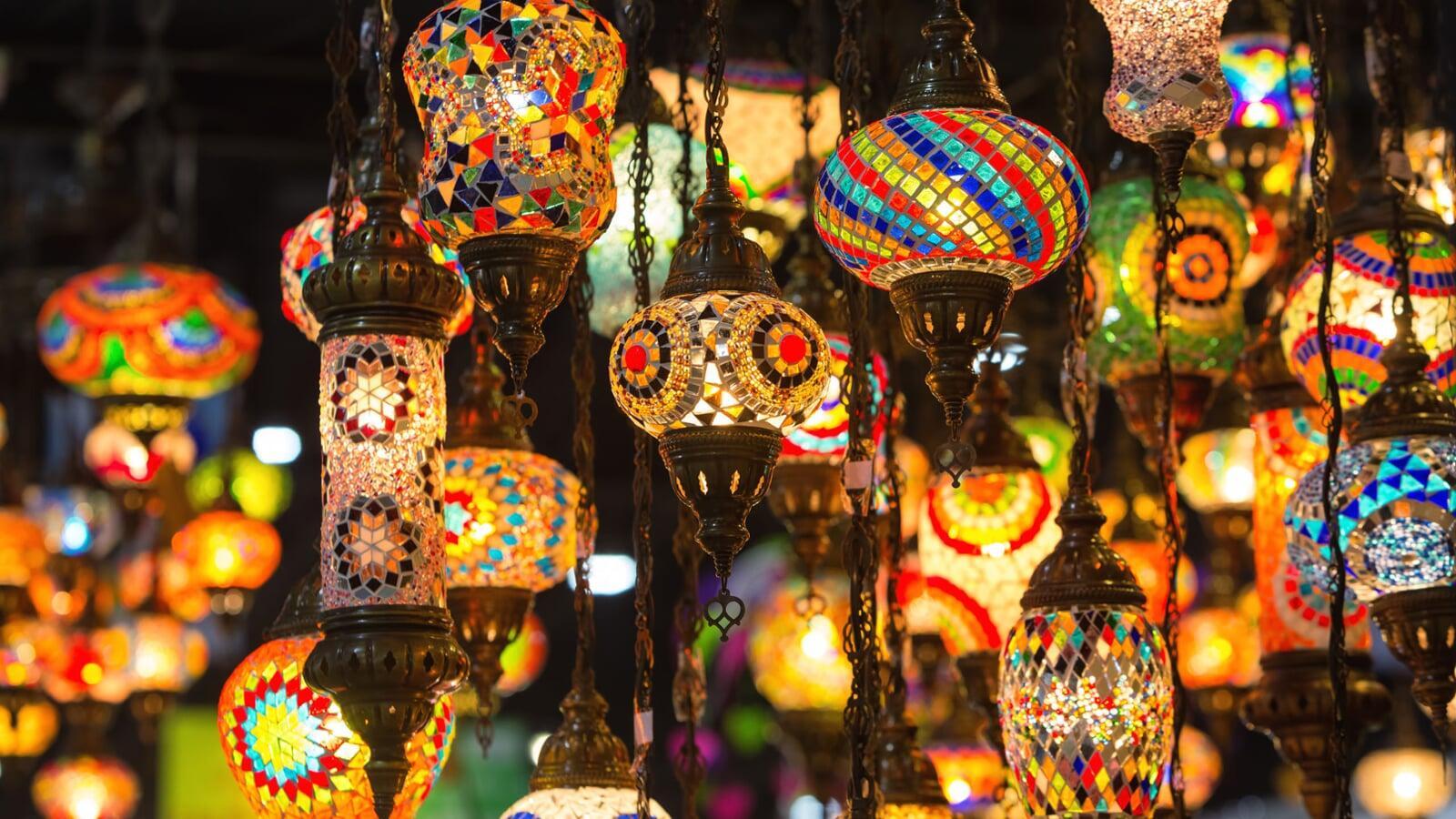 Marrakech medina lantern souk glowing at golden hour — final morning